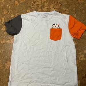 Men's White and Orange Cat Graphic T-Shirt Crumb MCYT Merch